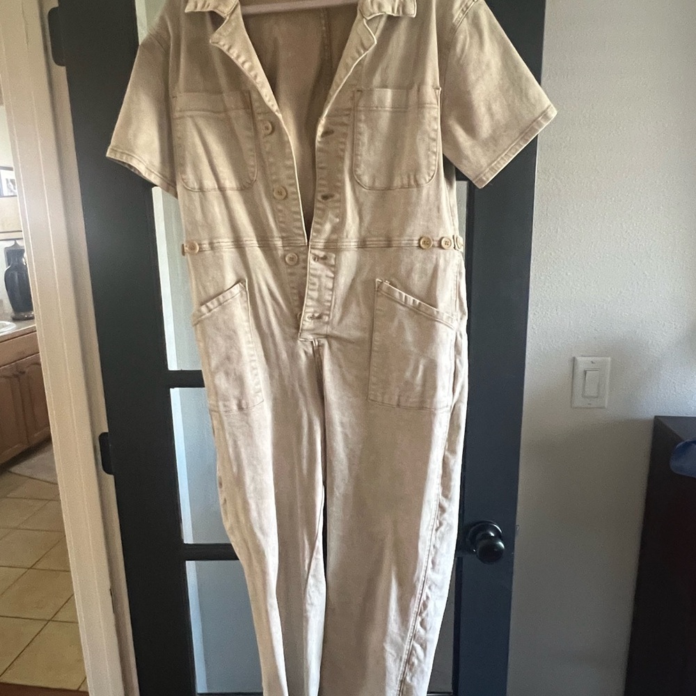 Wisteria Lane Women's denim jumpsuit Pants - Tan